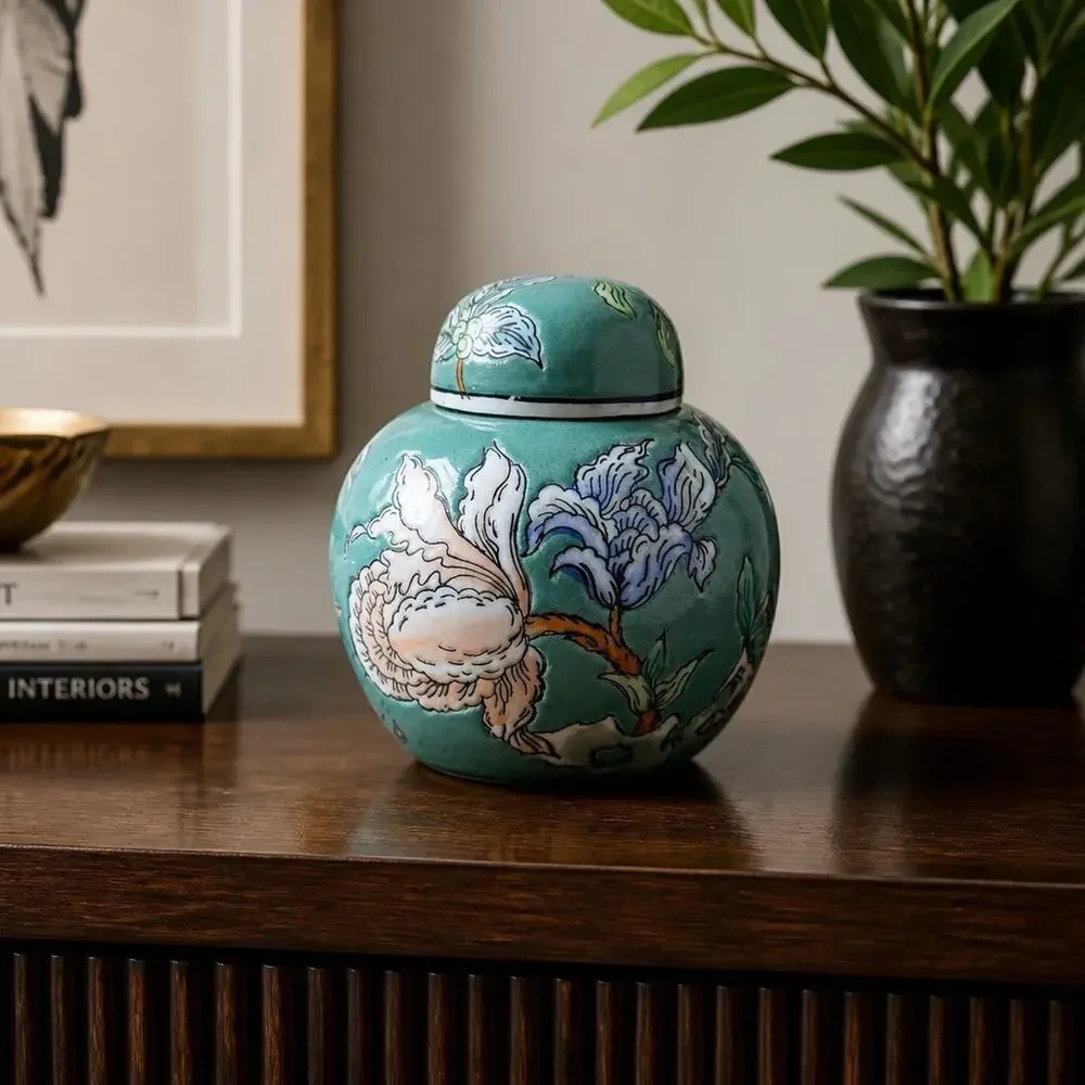 Vintage Chinese PCP Porcelain Hand Painted Ginger Jar Made In Macau